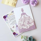5.12 x7.28 inch 50PCS Purple Glitter Quinceanera Invitations Kit Laser Cut Hollow Girl Princess Quinceañera Invitations with Envelopes for Quinceanera Bridal Shower Invite - Image 4