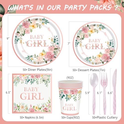 350 Pieces Baby Shower Decorations for Girl Serves 50 Guests - Image 2