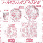 Newtay 250 Pcs Pink Floral Disposable Paper Plate Napkins - Image 2