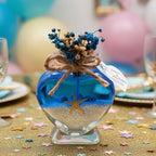 Wedding Favor guest Bulk, Set of Heart Glass Candle Party with custom sticker and dried flowers for guest in Bridal Party, Baby shower gifts (Blue Gel Heart Glass, Set of 30) - Image 4