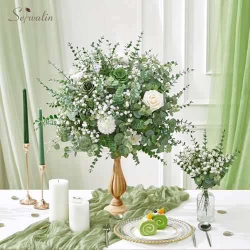 Serwalin 50PCS Mixed Eucalyptus Greenery Stems & Baby's Breath Flowers Bulk - Image 6