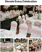VEVOR Satin Chair Sashes Bows, Chair Ribbon Ties Back Sash, 7 x 108 inch, Wedding Reception Decoration, for Wedding Ceremony Baby Shower Party Events Banquet Cover Decoration (Rose Gold, 50pcs) - Image 2