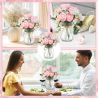 Zeyune 6 Sets Mason Jar Flowers Centerpiece Table Decorations,Light Pink - Image 5