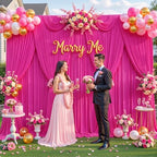 8 Panels Hot Pink Backdrop Curtain for Parties Fuchsia Wrinkle Free 40ft x 10ft Backdrop Drapes Panels for Baby Shower Birthday Photo Photography Polyester Fabric Background Decoration - Image 2