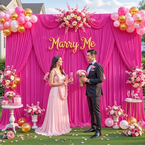 10ft x 10ft Hot Pink Backdrop Curtain for Parties Fuchsia Wrinkle Free Backdrop Drapes Panels for Baby Shower Birthday Photo Photography Polyester Fabric Background Decoration - Image 3