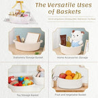 9Pcs Baskets for Gifts Empty with Gift Bags and Ribbons, Small White Cute Woven Cotton Rope Basket, for Easter Mother's Day, Baby Nursery Room Shelf Storage Toy Pet Organizer to Fill, 12 x 8 x 5 inch - Image 5