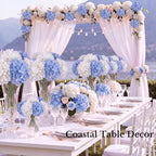 50PCS White & Blue Hydrangea Artificial Flowers, Stronger Bendable Stems - Image 6