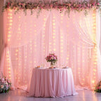 Wish Care 20x10FT Pink Wrinkle Free Backdrop Curtains with Lights String for Parties - Photo Curtain Backdrop with Lights for Wedding Decorations, Bridal Baby Shower Birthday Party Photography - Image 6