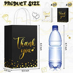 Tinlade 100 Pcs Thank You Gift Bags Bulk Paper Gold Thank You Wedding Bags with Handle for Business, Shopping, Wedding, Baby Shower, Party Favors (Black, White) - Image 2