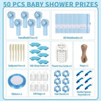 6 Set Summer Baby Shower Prizes for Game Winners, Blue Handheld Fan Favor - Image 2