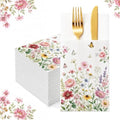 Wildflower Linen Feel Pocket Napkins for Wedding Party Cocktail Decor by Fouliki