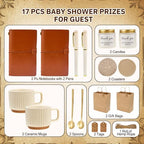 Baby Shower Prizes for Game Winners Baby Shower Games Prizes Ceramic Mugs with Metal Spoons Woven Coasters Notebooks Scented Candles Gift Bags Wedding Bridal Shower Favors for Guests (2, Brown) - Image 3