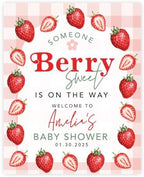 Andaz Press Personalized Someone Berry Sweet Baby Shower Decorations, Berry Baby Shower Welcome Sign, Strawberry Shortcake Girl, Strawberry Decorations For Party, 16x20 Inches by AndazPress