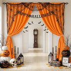 Orange Backdrop Curtains 20ftx8ft Halloween Polyester Photo Drapes - Image 3
