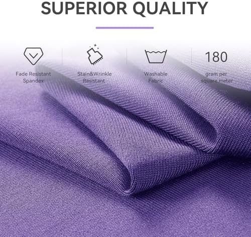 Spandex Tablecloth 6FT Rectangle Table Cover 4 Pcs Deep Purple Wrinkle-Free - Image 4