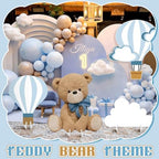 4 Pcs Large 23.62" Teddy Bear Baby Shower Decorations Teddy Bear White Cloud Hot Air Balloon Cardboard Cutouts, Cloud Party Yard Signs for We Can Bearly Wait Birthday Party Supplies - Image 3