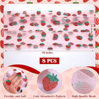 8 Pcs Strawberry Table Runner 29x70 Inch Pink Sheer Party Decor - Image 2