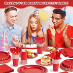Vyntra 350 Pcs Red Paper Plates and Napkins Party Supplies - Image 6