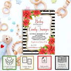 Amanda Creation Custom Baby Shower Invites Poinsettia Flowers Baby Shower Invitation 20 5x7 Custom Personalized Winter Invites With Envelopes - Image 2