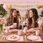 Vyntra 350 Pcs Light Pink Paper Plates and Napkins Party Supplies - Image 6
