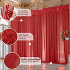 10ft x 10ft Red Backdrop Curtain Drapes, Wrinkle-Free Sheer Chiffon Fabric Photo Backdrop Panels for Wedding Arch Party Ceremony Stage Decoration - Image 5