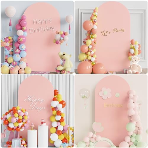 Arch Backdrop Stand and Cover Set, 6.6ft Arch Stand with Pale Pink Cover - Image 6