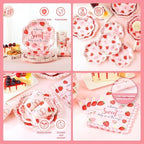 Strawberry Baby Shower Decorations for Girl, Baby Shower Plates and Cups and Napkins Sets Serves 50, Strawberry Plates, A Berry Sweet baby Is On The Way Decorations, Berry Sweet baby shower - Image 5