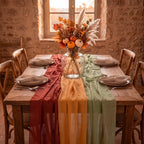 Boao 6 Pcs Fall Burnt Orange Party Decorations Chiffon Table Runners - Image 5