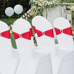 Pack of 60 Spandex Chair Sashes Bows Stretch Chair Cover Band with Buckle Slider Universal Elastic Chair Ties for Wedding Banquet Party Event Decoration (Ruby) - Image 7