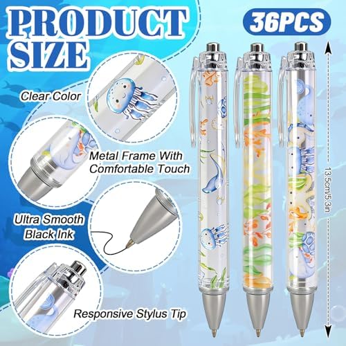 AnyDesign 145 pcs Under the Sea Baby Shower Party Favors Summer Ocean Animal Ballpoint Ink Pens Keychains Thank You Cards Organza Bags with Ribbon for Gender Reveal Baby Shower Guest Souvenir, 36 Sets - Image 2