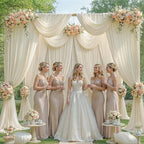 20x8ft Beige Backdrop Curtains for Parties Wedding Photo Wrinkle Free Polyester Photoshoot Curtains Drapes Backdrop for Birthday Baby Shower Graduation Stage Photography Background 4 Panels 5x8FT - Image 4