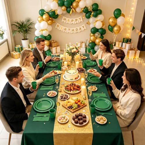 250Pcs Green Plastic Party Plates and Napkins Set for Halloween, Christmas - Image 5