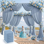 30 ft x 10 ft Wrinkle Free Dusty Blue Backdrop Curtain for Parties, 6 Panels 10ft Polyester Dusty Blue Photo Backdrop Drapes for Graduation Birthday Wedding Party Stage Curtains by Outpain