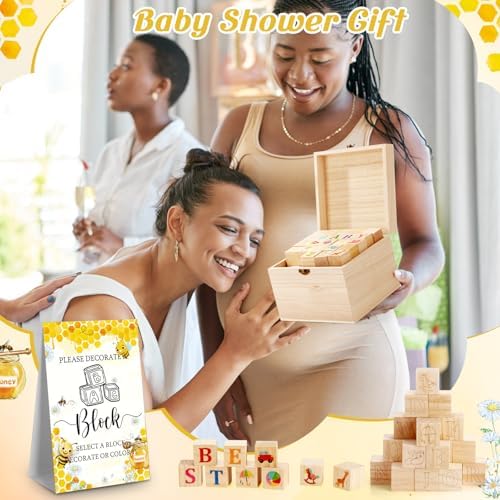 Marsui 136 Pcs Baby Shower Blocks to Decorate Game Kit, Bee - Image 6