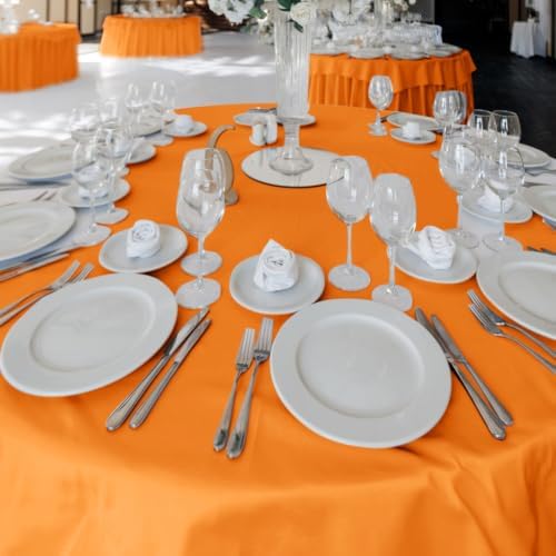 Fitable 6 Pack Orange Tablecloths 90 Inch Round for 36"-72" Tables - Image 2