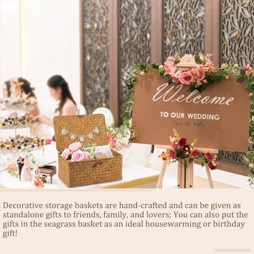 Geelin Seagrass Wedding Card Basket with Card Banner,11 Inch,Natural Color - Image 4