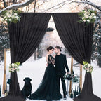 10 x 7 Feet Black Backdrop Curtain for Partie, Background Curtains for Photoshoot, Birthday, Wedding, Halloween, Christmas, Anniversary, Engagement Party Decorations 5Ft x 7Ft, 2 Panels - Image 4