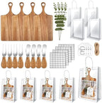 29 Pcs Baby Shower Prizes for Game Player 4 Sets Baby Shower Game Prizes Wedding Bridal Favors for Winners with Acacia Cheese Board Oak Knife and Fork Placements Artificial Eucalyptus Stems Tags Bags by Denylopro