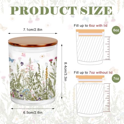 Whaline 12Pcs Wildflower Empty Candle Jar with Lid Floral Glass Container - Image 2