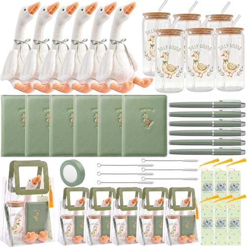 6 Sets Silly Goose Baby Shower Prizes for Game Winners Baby Shower Favors Gifts Including Fabric Goose Figurines Cups Notebooks Pens Bookmarks Ribbons Gift Bags by Bumaeu