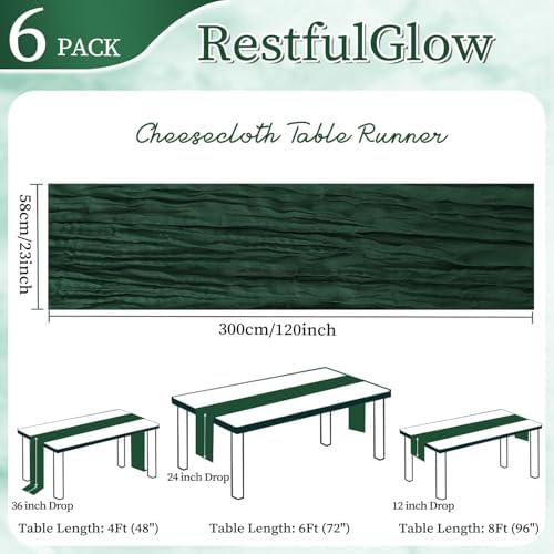 6 Pack Emerald Green Cheesecloth Table Runner 10Ft 23 x 120 Inch - Image 2
