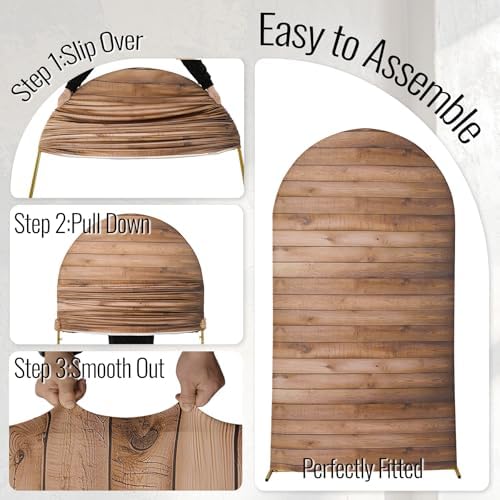 Wood Arch Backdrop Cover, 7.2FT x 4FT, for Birthday and Baby Shower Party - Image 5