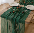 10Pcs Emerald Green Cheesecloth Table Runner 120 Inches for Boho Home Decor by KEKETOARRANGE