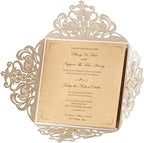 Hosmsua 50PCS Personalized Ivory Wedding invitation with Envelopes, 6.3x6.3 Laser Cut Hollow Lace Rose Invitation for Wedding Engagement Birthday Invite (Customized Printed) by Hosmsua