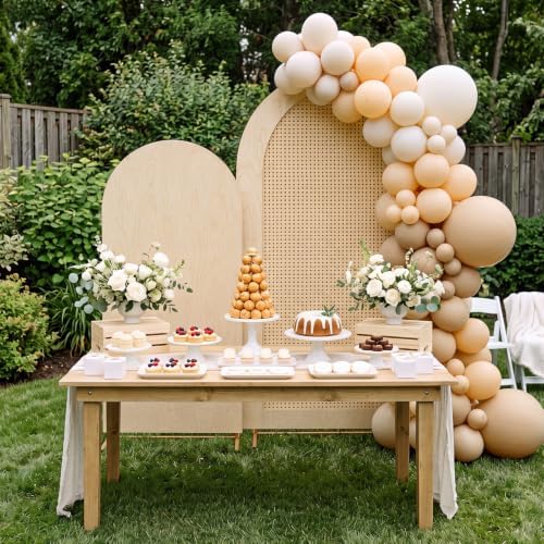 Mindsoft 2 Pcs Arch Backdrop Cover 6ft and 7.2ft Spandex Stand Cover for Baby Shower Birthday Wedding Bridal Shower Party Decorations (Natural,Boho Rattan) - Image 4