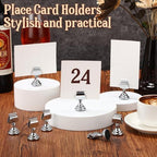 Kathfly 24 Pcs Wedding Table Number Holders Metal Silver Place Card Holder - Image 4