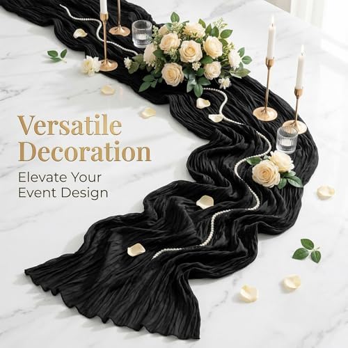 20 Pack Black 17 x 108 Inch Cheesecloth Table Runner - Boho Gauze Sheer Fabric for Wedding Baby Shower Party Home Decor - Image 5