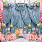 40 ft x 10 ft Wrinkle Free Dusty Blue Backdrop Curtain for Parties, 8 Panels 10ft Polyester Dusty Blue Photo Backdrop Drapes for Graduation Birthday Wedding Party Stage Curtains - Image 4