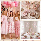 SiliFine 12 Pcs Pink Bow Party Favors for Guests Small Ceramic Bowl Bulk Gifts Set 3.3 Inch Floral Design Mini Dipping Sauce Dish with Card Box for Bridal Pooja Baby Shower Birthday Guest Gift - Image 4
