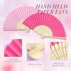 Blulu 40 Pcs Pink Hand Fans Bulk Folding Bamboo Silk Foldable Handheld Fan for Women DIY Line Dance Clapping Popping Wedding Bridal Shower Baby Shower Birthday Party Favors Gift Decoration - Image 5